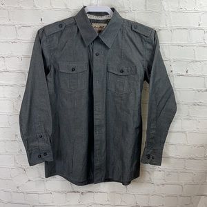 Coastal GrayLong Sleeve Button Down Kids Sz Large